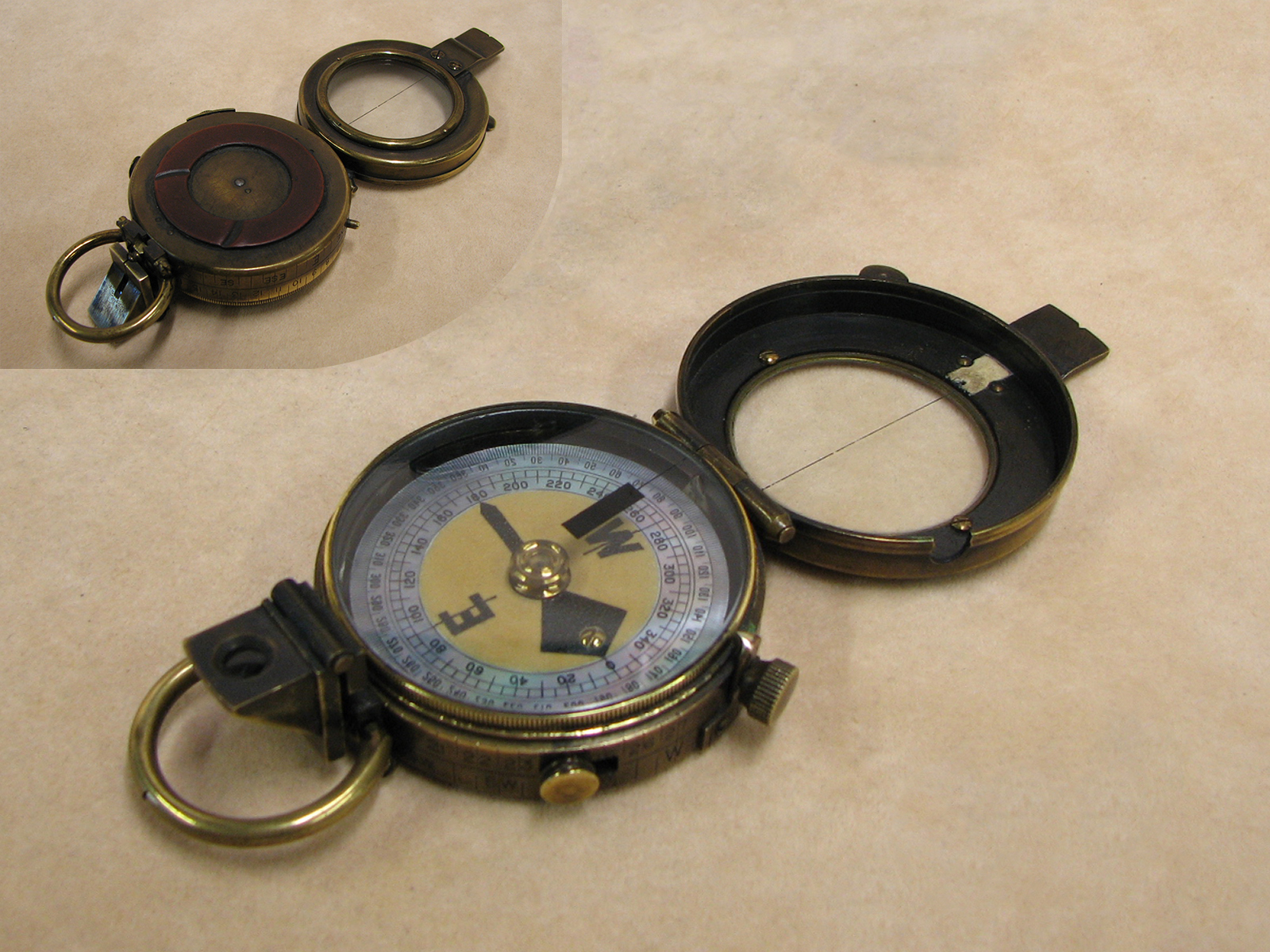 WWI Era MK VI Verners Pattern compass in leather case